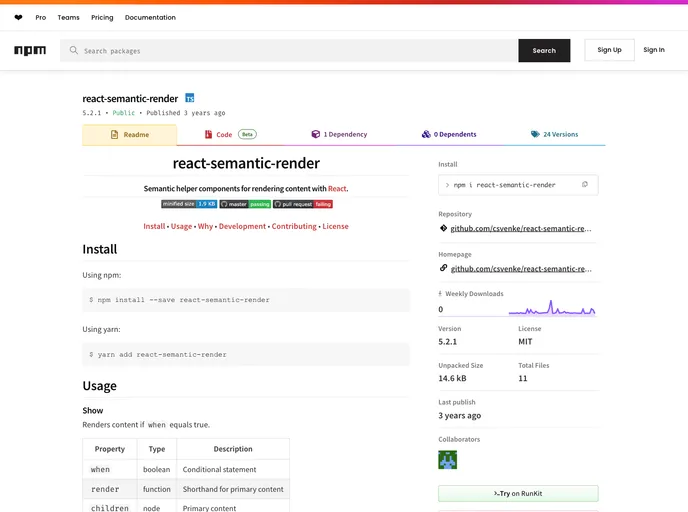 screenshot of React Semantic Render