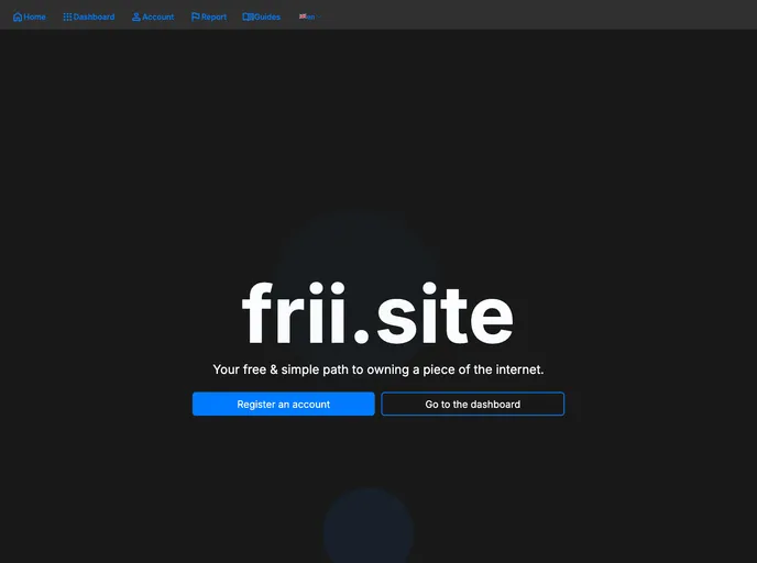 screenshot of Frii.site Frontend