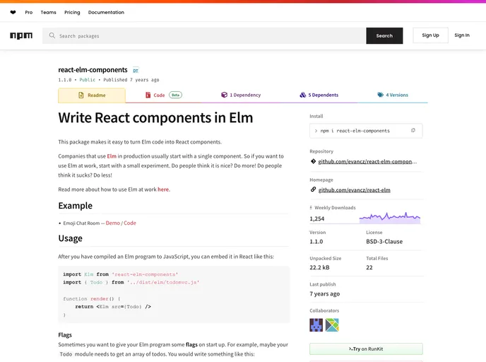 React Elm Components