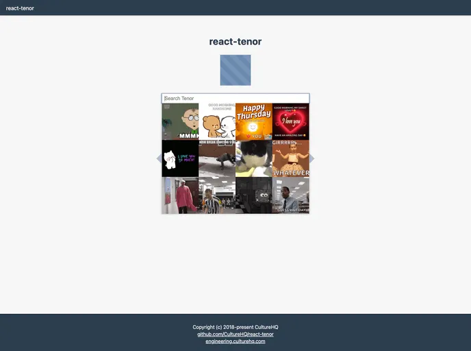 screenshot of React Tenor