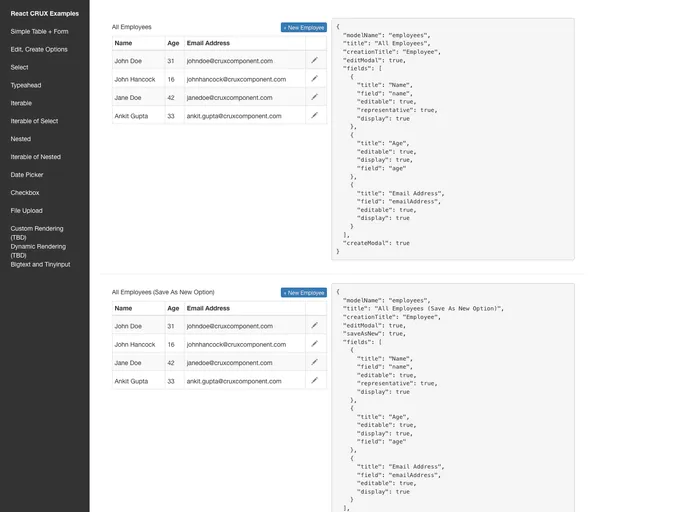 screenshot of React Crux