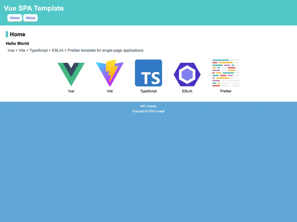 screenshot of Vue Spa Template