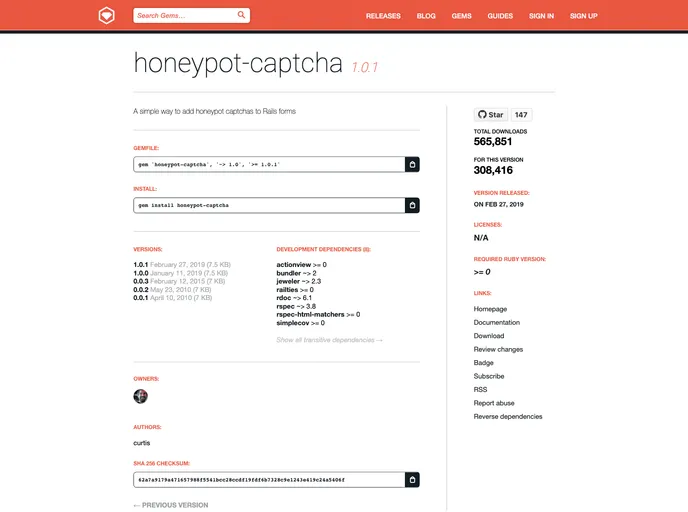 screenshot of Honeypot Captcha