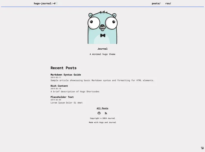 Hugo Journal screenshot