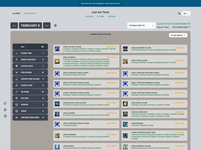 screenshot of Lostarktimer.app Web