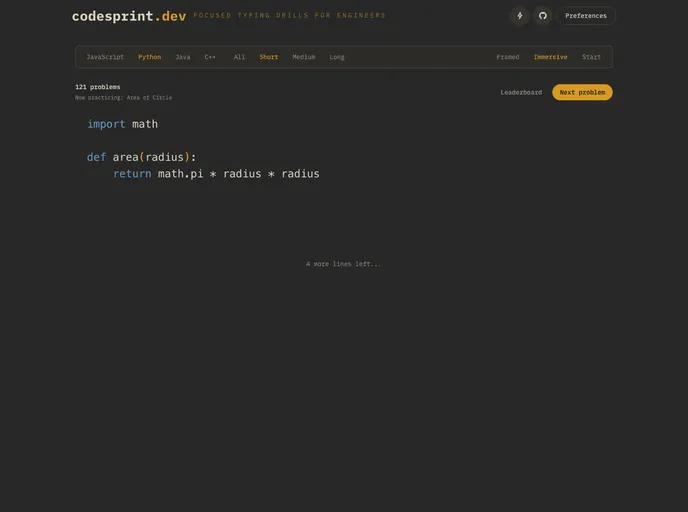Codesprint screenshot