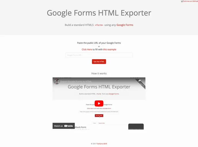 screenshot of Google Forms Html Exporter