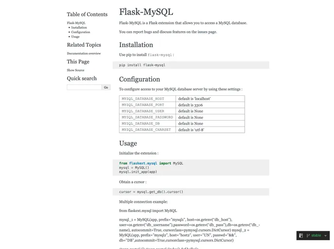 screenshot of Flask Mysql