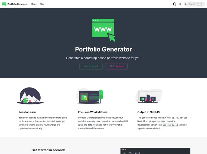 screenshot of Portfolio Generator