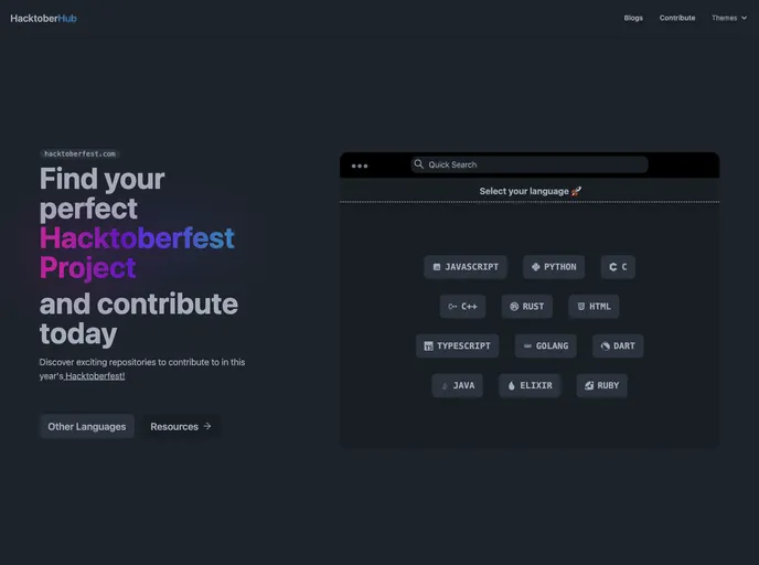 screenshot of HacktoberHub