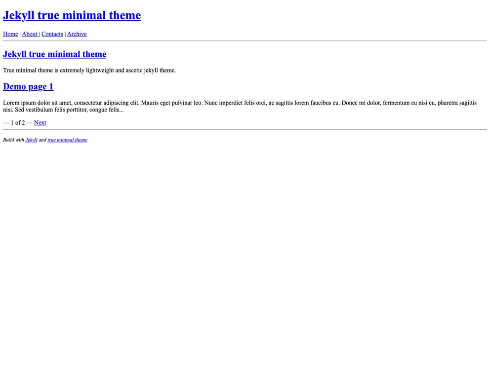 screenshot of Jekyll True Minimal