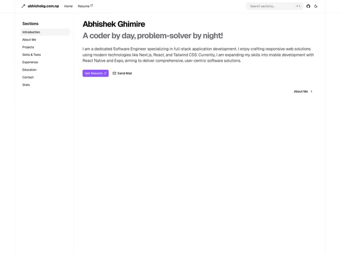 screenshot of Abhishekg.com.np