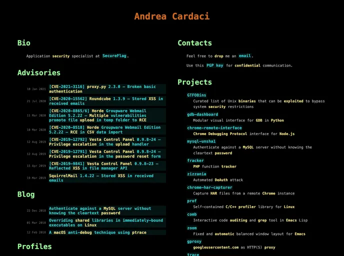 screenshot of Cyrus And.github.io