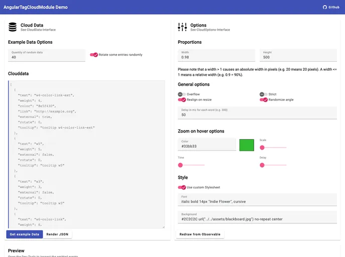 screenshot of Angular Tag Cloud Module