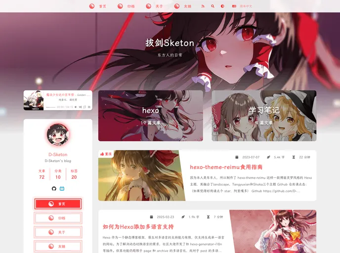 screenshot of Reimu Template