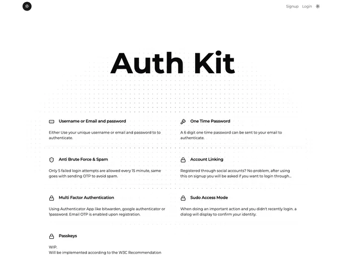 screenshot of Auth Sveltekit