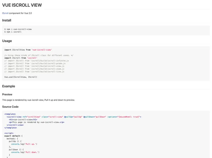 screenshot of Vue Iscroll View