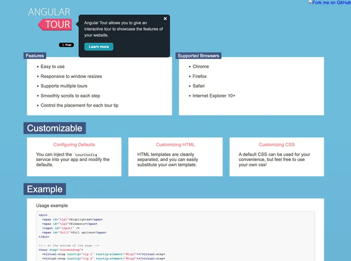 screenshot of Angular Tour