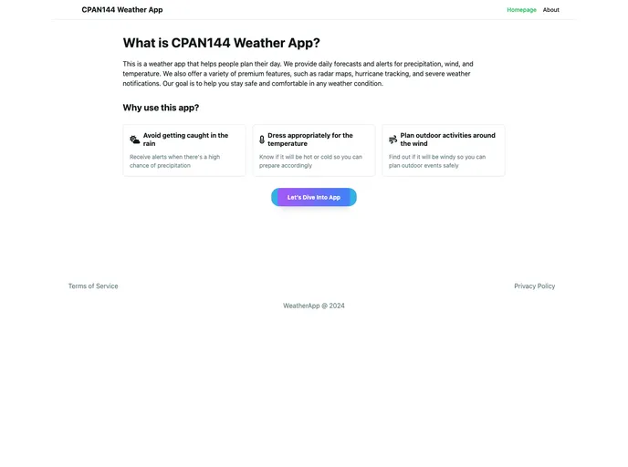 screenshot of Weather Final Project