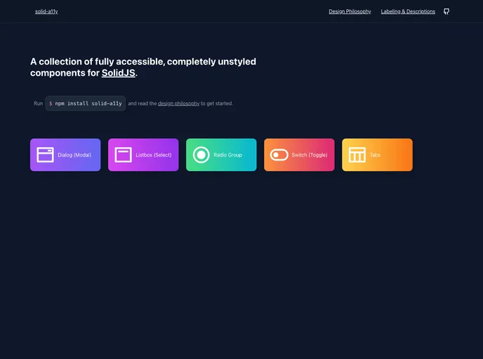 screenshot of Solid A11y