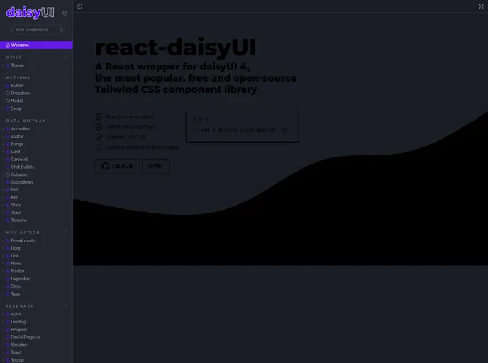 React Daisyui screenshot