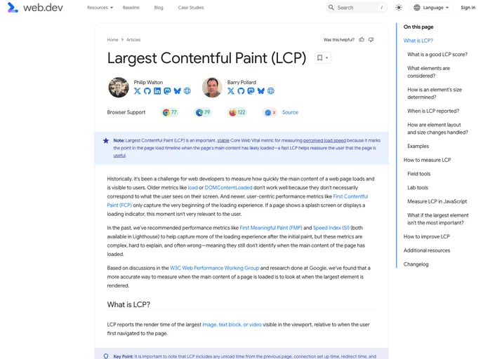 screenshot of Lcp Chrome Extension