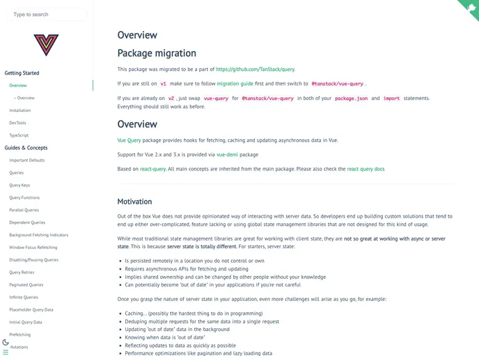 Vue Query screenshot