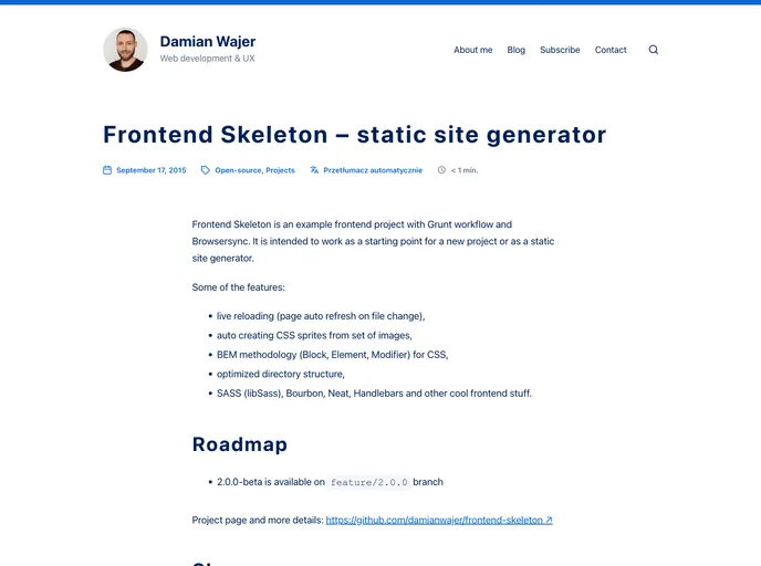 screenshot of Frontend Skeleton