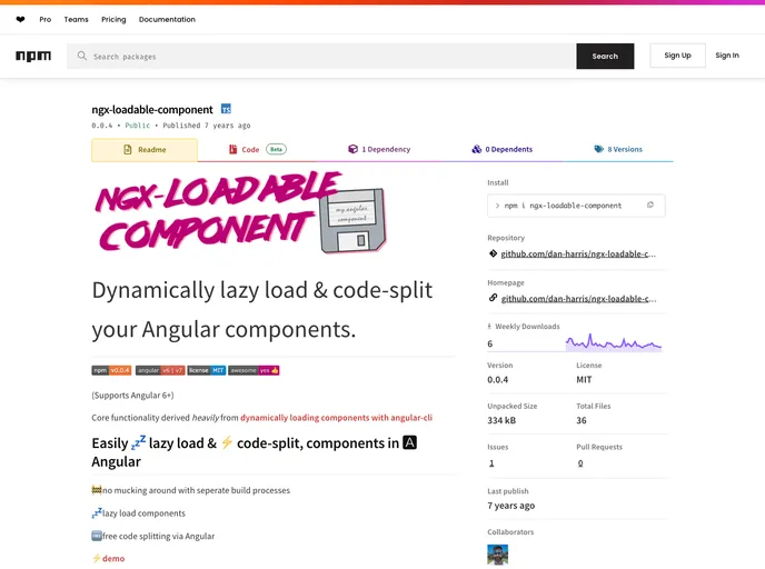 screenshot of Ngx Loadable Component