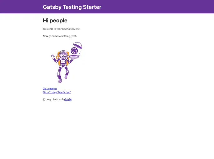 screenshot of Gatsby Starter Testing