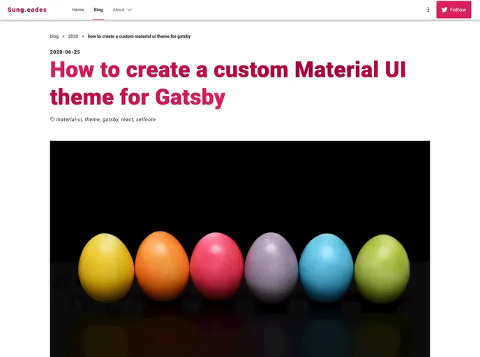 screenshot of Blog.custom Material UI Gatsby Theme