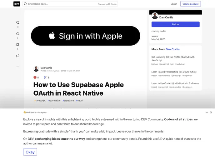 screenshot of Supabase Tailwind Rn