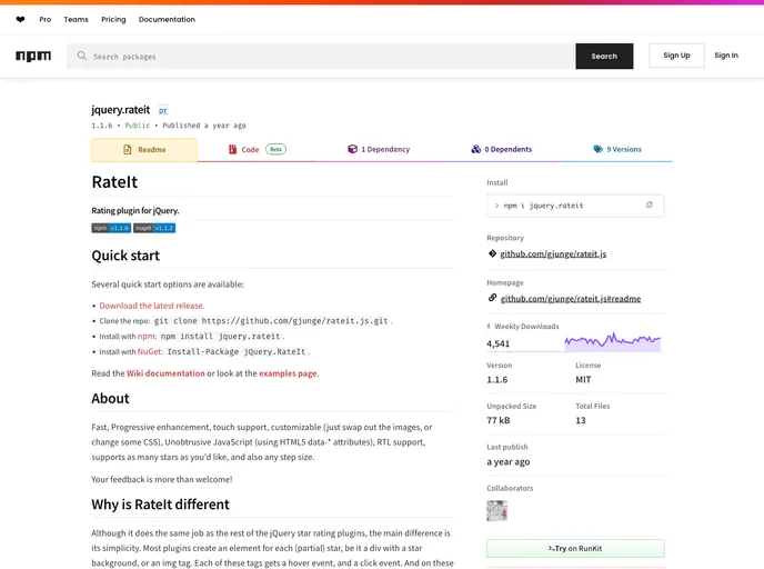 screenshot of Meteor Jquery Rateit