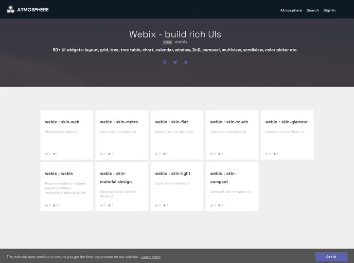 screenshot of Meteor Webix