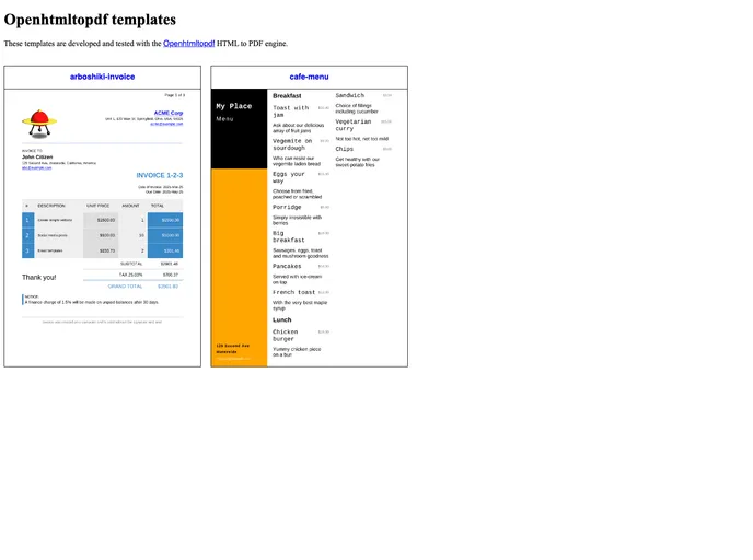 screenshot of Openhtmltopdf