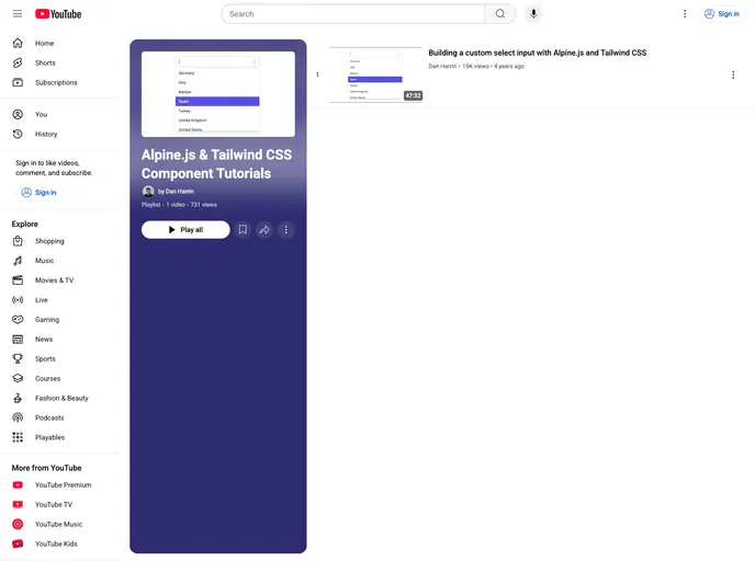 screenshot of Alpine Tailwind Components