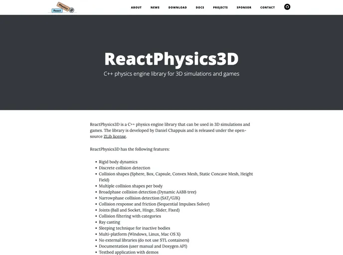 screenshot of Reactphysics3d