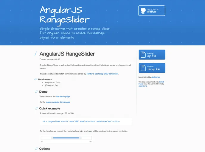 screenshot of Angular Rangeslider