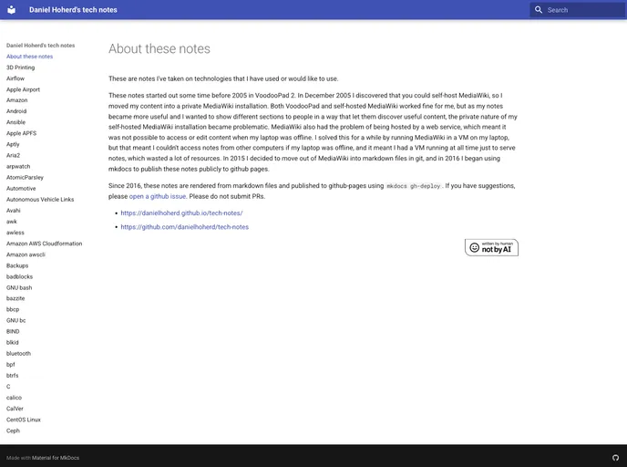 screenshot of Tech Notes