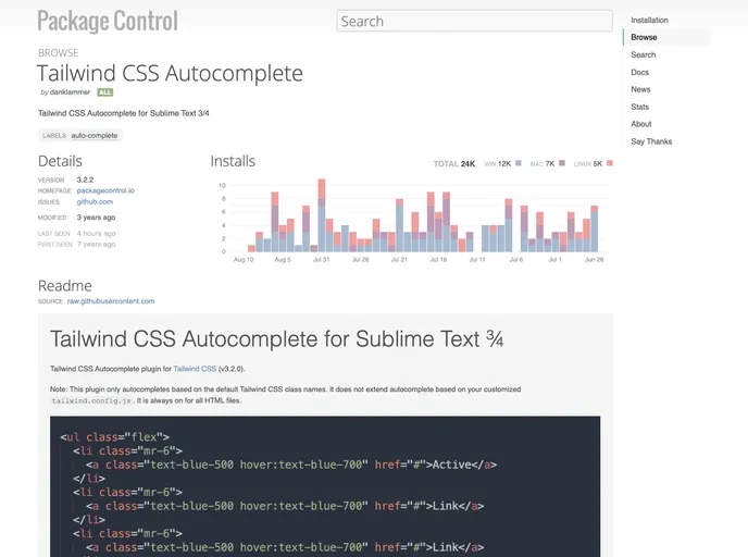 screenshot of Tailwind Sublime Autocomplete