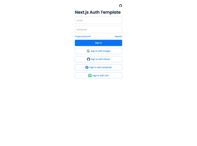 screenshot of Nextjs Authentication Template