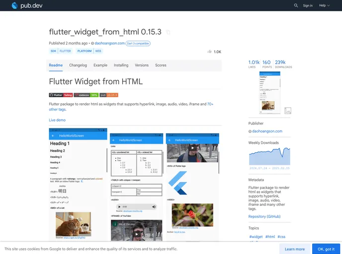 screenshot of Flutter_widget_from_html