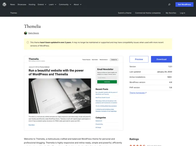 screenshot of Themelia