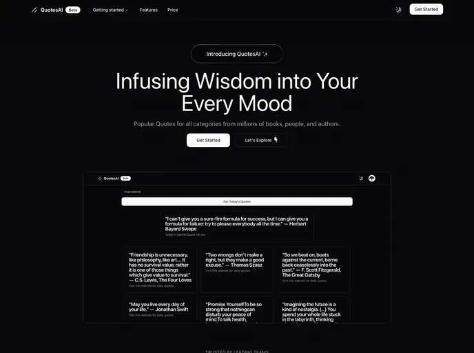 screenshot of QuotesAI