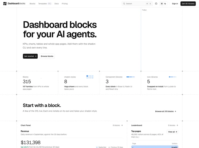Dashboardblocks screenshot
