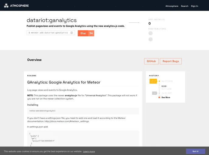 screenshot of Meteor Ganalytics