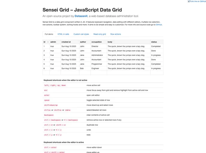 screenshot of Sensei Grid