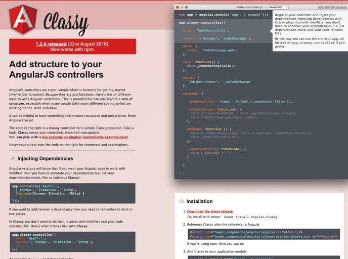 screenshot of Angular Classy