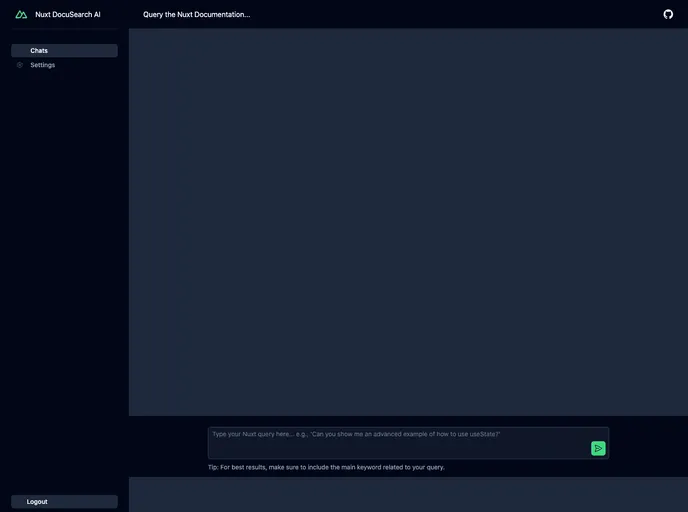 screenshot of Nuxt Docu Search AI