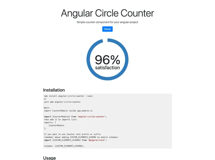 screenshot of Angular Circle Counter